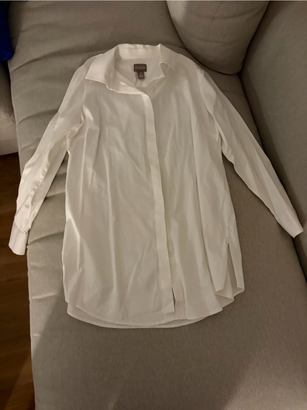Chico's White Button-Down Tunic Shirt